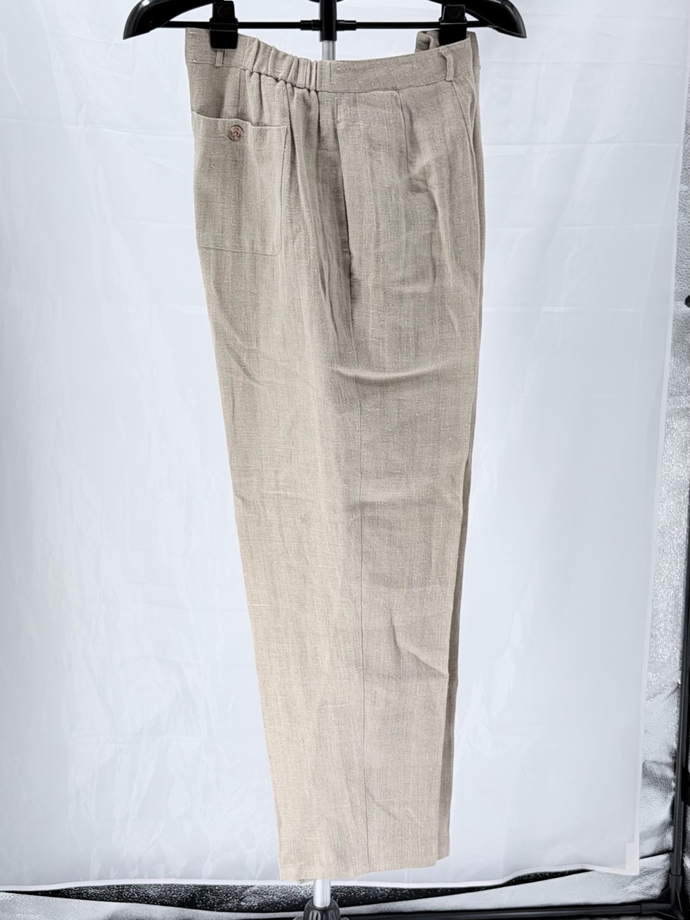 Harve Benard Oatmeal 100% Linen Flat Front Invisible Pockets Dress Pants 16W